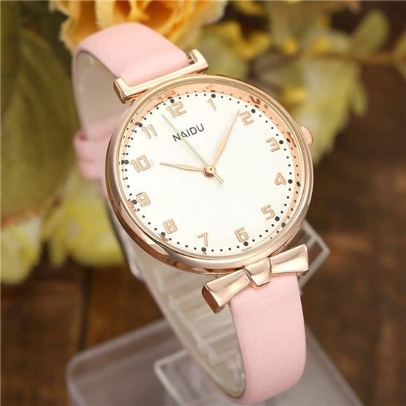Womens Ladies Classic Simple Leather Analog Quartz Wrist Watch Rose Gold Case - Picture 5 of 7